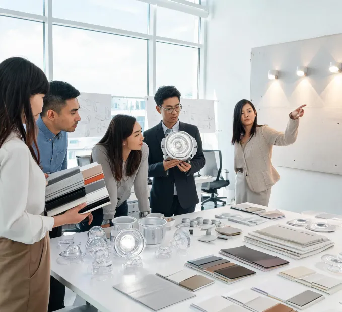 Artemide lighting team in material studio