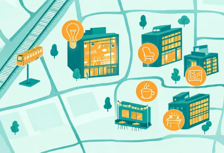 Illustrated map to the Artemide lighting studio