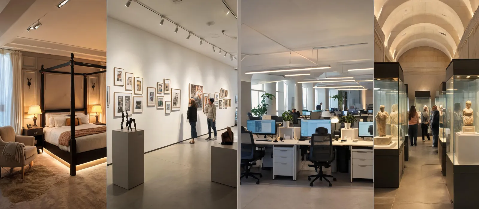 Layered professional interiors with architectural lighting